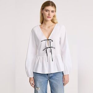 Express White Blouse with Black Lace-Up Detail size M